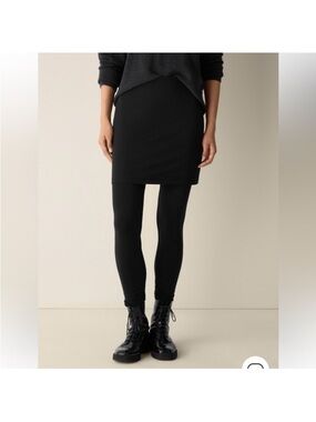 Eileen Fisher Leggings with Attached Skirt Black Knit Mini w Stretch Soft Small